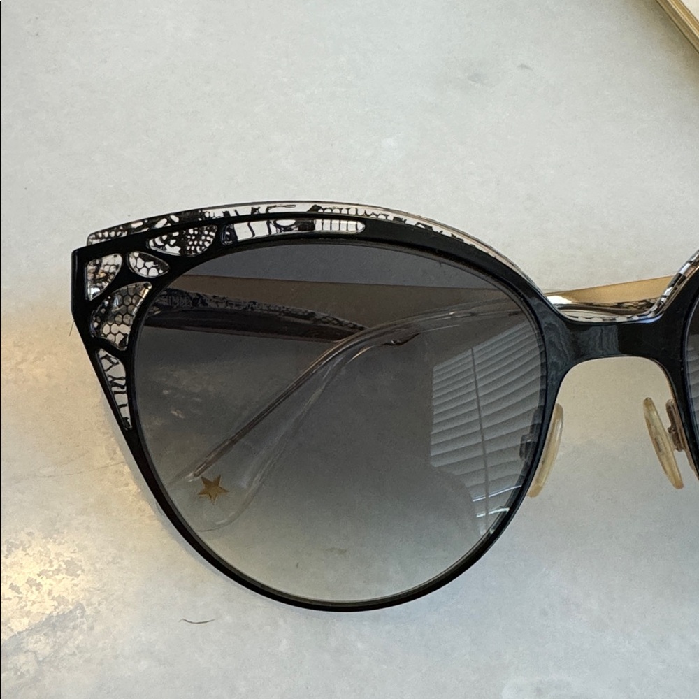 Jimmy Choo Lace Estelle/S Envy Black Cat-Eye Sunglasses with lace case - Picture 4 of 5